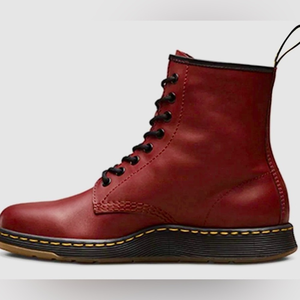 Dr. Martens Men's Cherry Red Newton Temperley Boots Leather Boots